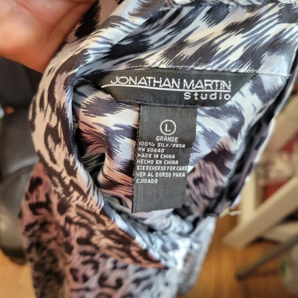 Vintage Silk leopard Print By Jonathan Martin Studio 80's Size L - Picture 5 of 5